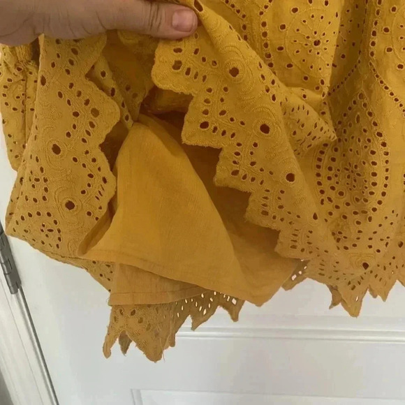 NWT Topshop Broderie Eyelet Ruffle Long Sleeve Minidress Yellow Sz 8 - Picture 10 of 14